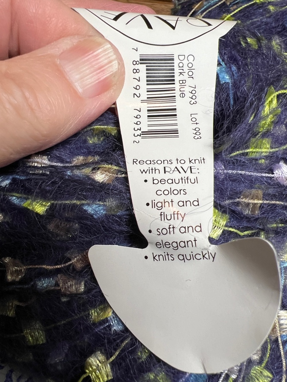NWT Rave yarn, made in Turkey for Classic Elite, novelty yarn, 2.5-3 sts./1” - Picture 8 of 10